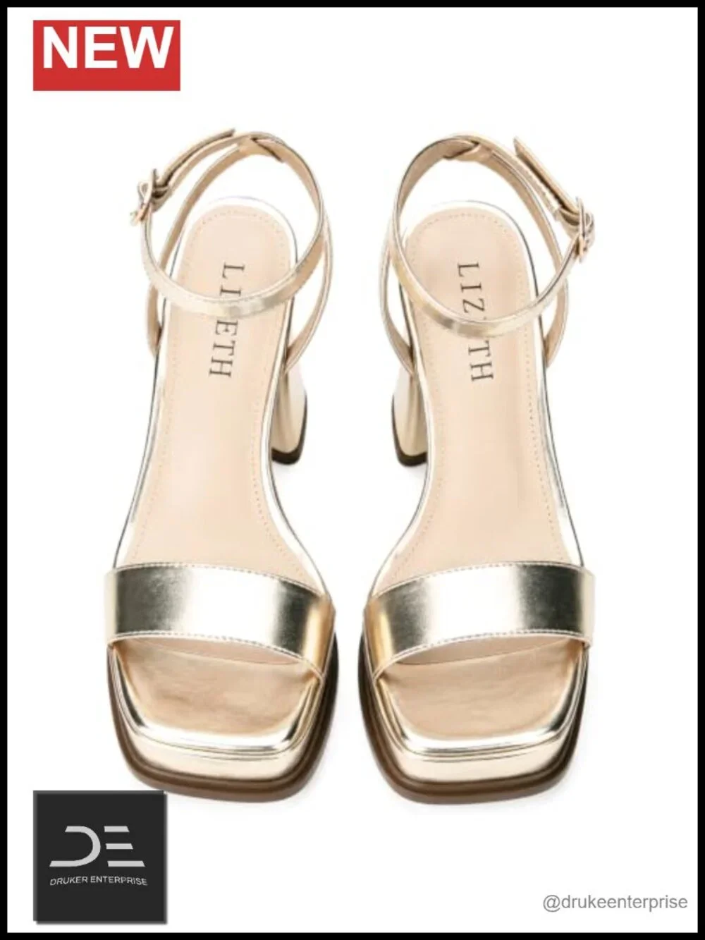 Chunky Block Heel Platform Sandals Square Open Toe Faux Leather Ankle Strap